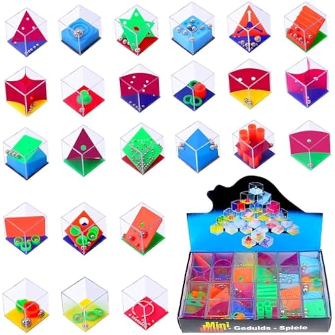TAZWEEP 24PCS MINI MAZE PUZZLE CUBES BOX SET, BRAIN TEASER PUZZLES FOR KIDS, ASSORTED 3D BRAIN TEASER PUZZLE CUBES, BALANCE IQ MAZE GAME MINI PUZZLE BOX - Image 2